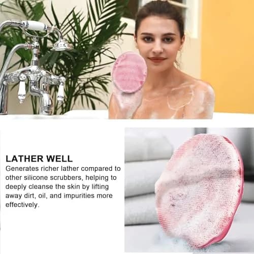 INNERNEED Silicone Body Cleansing Brush Exfoliating Scrubber, Pink | Gentle Massage, Deep Clean, Hygienic Shower Scrub Brush Soft Bristles for All Skin Types, Easy to Hold thumbnail 7