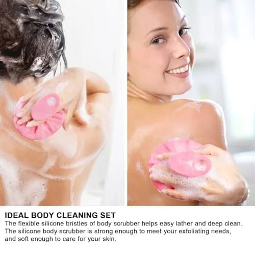 INNERNEED Silicone Body Cleansing Brush Exfoliating Scrubber, Pink | Gentle Massage, Deep Clean, Hygienic Shower Scrub Brush Soft Bristles for All Skin Types, Easy to Hold thumbnail 3