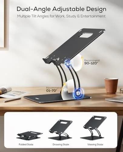 Nulaxy C1 Fully Adjustable Laptop Stand for Desk, Dual Foldable Computer Riser with Heat-Vent, 2.27 kg (5 lb) Capacity thumbnail 4