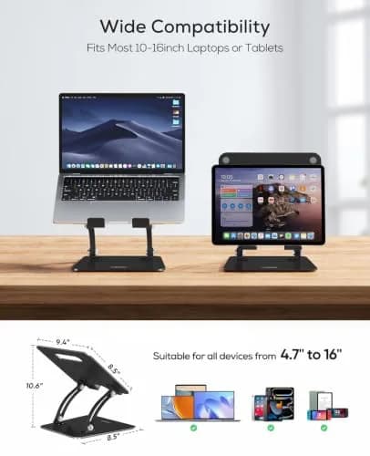 Nulaxy C1 Fully Adjustable Laptop Stand for Desk, Dual Foldable Computer Riser with Heat-Vent, 2.27 kg (5 lb) Capacity thumbnail 7