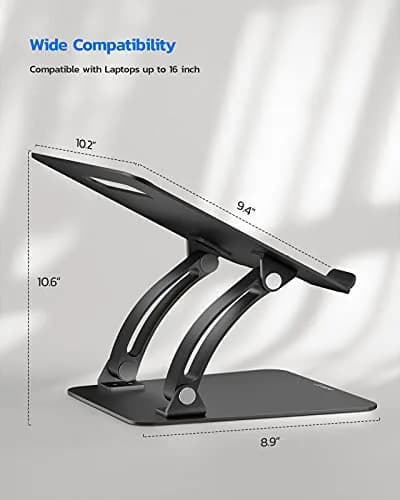 Nulaxy C1 Fully Adjustable Laptop Stand for Desk, Dual Foldable Computer Riser with Heat-Vent, 2.27 kg (5 lb) Capacity thumbnail 3