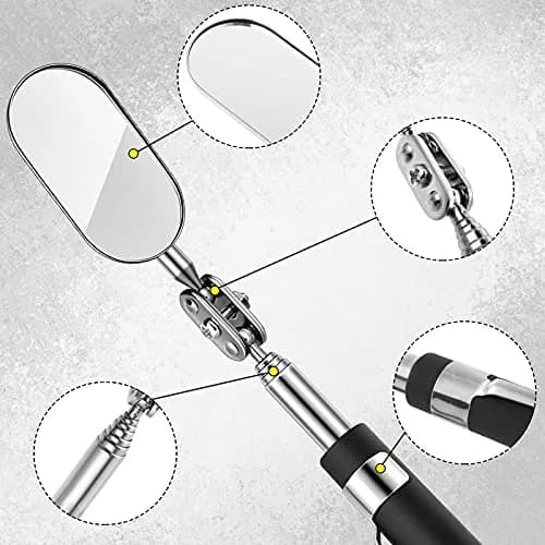 Blulu Precision Measuring Inspection Mirror 3-Piece Set | Telescoping, Rotatable, LED Light, Small Parts thumbnail 6