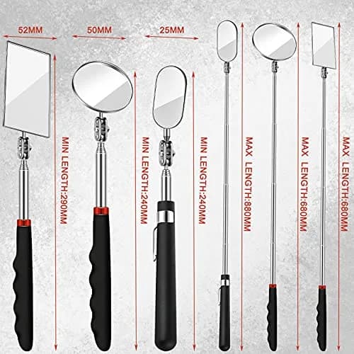 Blulu Precision Measuring Inspection Mirror 3-Piece Set | Telescoping, Rotatable, LED Light, Small Parts thumbnail 3