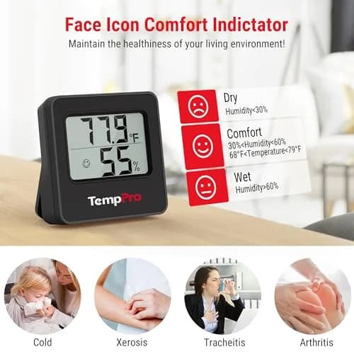 TempPro TP157 Digital Indoor Thermometer & Hygrometer -50°C to 70°C (176°F) | Accurate Room Temperature and Humidity Monitor thumbnail 5