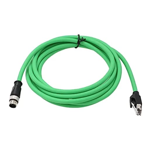 HangTon M12 4 Pin to RJ45 Cat5e Ethernet Cable 5m (16.4ft) Green | Industrial Grade Network Data Cable for Sensors & Automation thumbnail 1