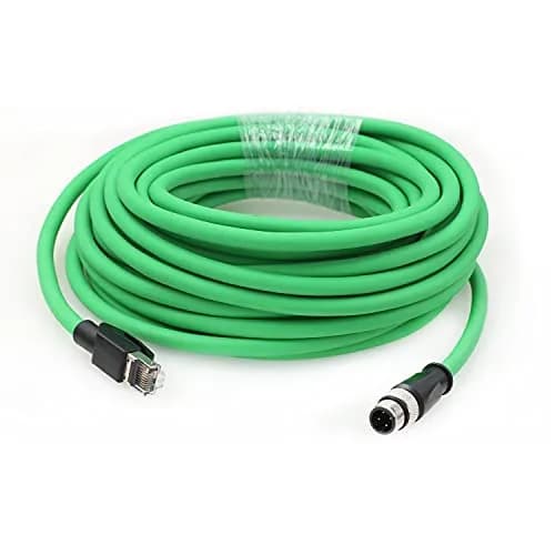 HangTon M12 4 Pin Ethernet Cable to RJ45 Cat5e, 15m (49.2ft) | Industrial Grade, PoE Rated, IP67 thumbnail 1