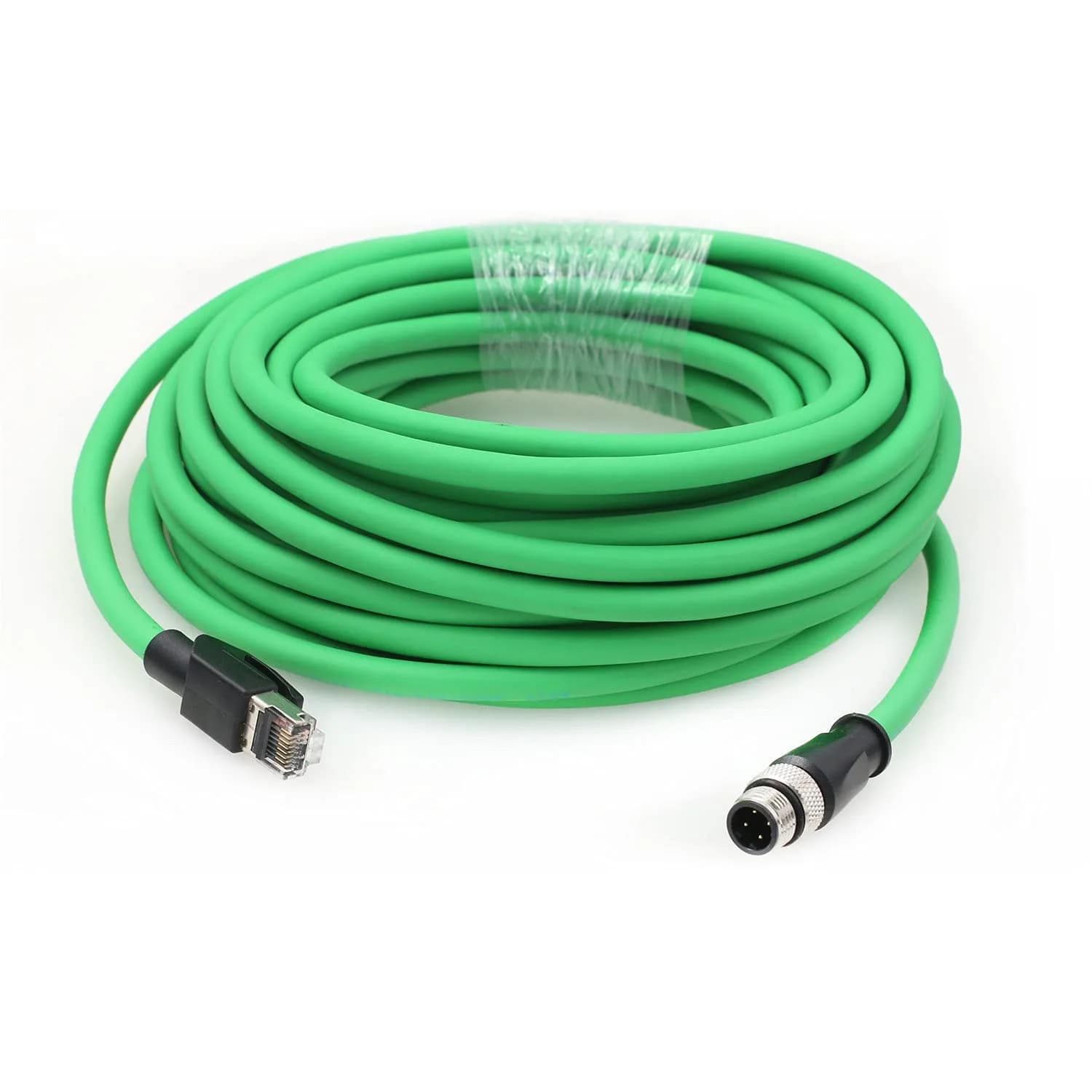 HangTon M12 4 Pin Ethernet Cable to RJ45 Cat5e, 15m (49.2ft) | Industrial Grade, PoE Rated, IP67 - main product image