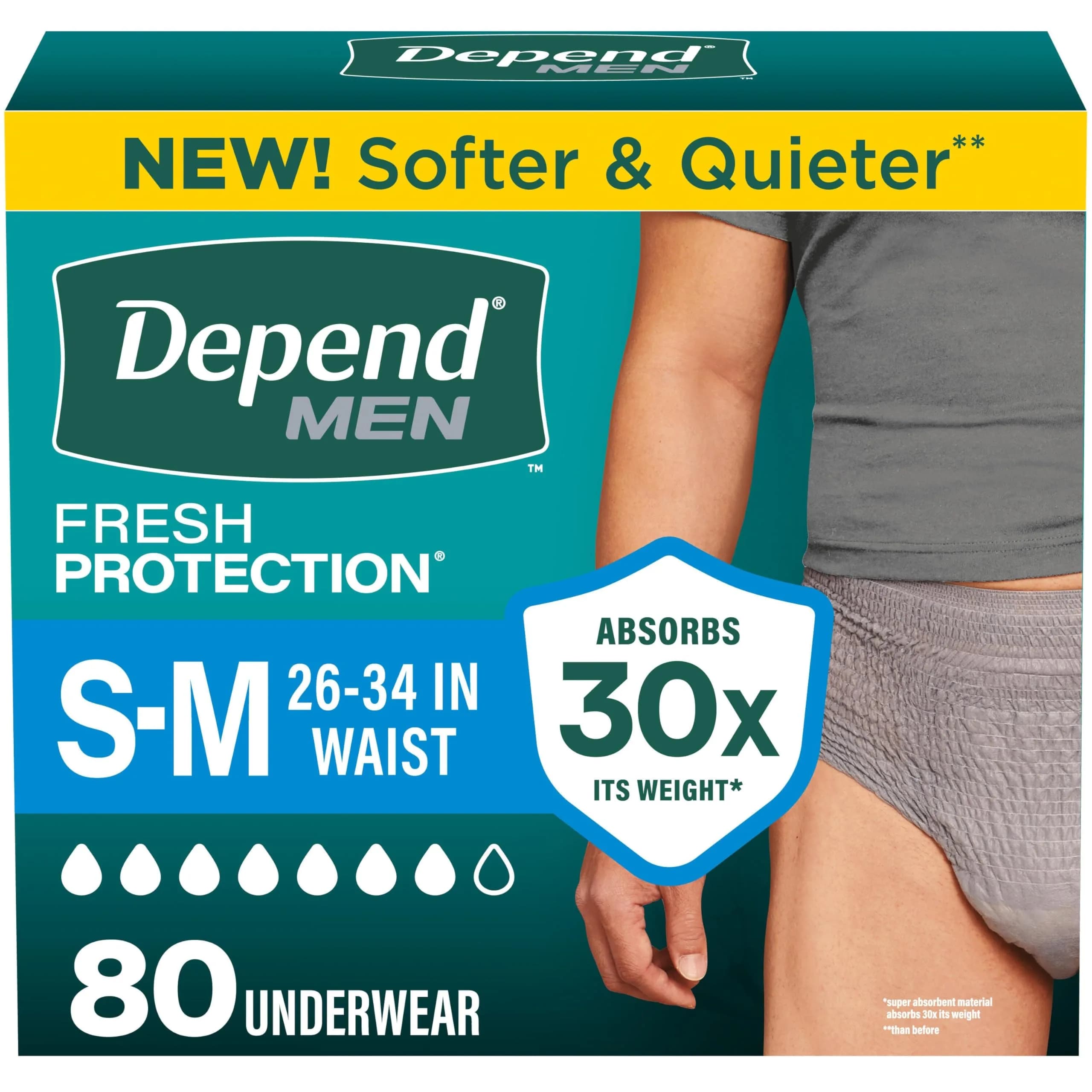 Depend Fit-Flex Incontinence Underwear for Men, Small/Medium, Maximum Absorbency, 38 Count - USA Imported Discreet Protection - main product image