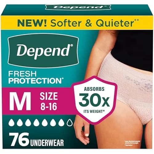 Depend Fresh Protection Adult Diapers for Women, Medium (31-37" Waist), 76 Count | USA Imported, 30x Absorbency thumbnail 1