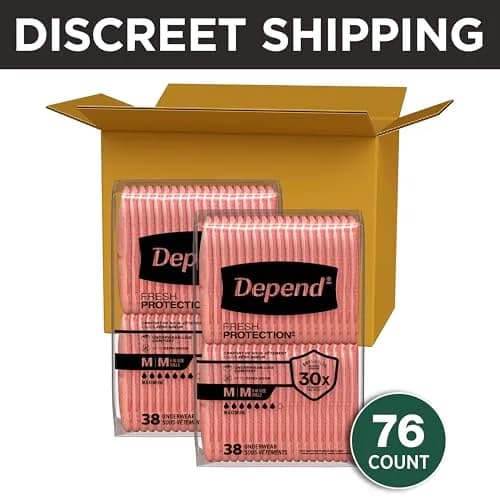 Depend Fresh Protection Adult Diapers for Women, Medium (31-37" Waist), 76 Count | USA Imported, 30x Absorbency thumbnail 2