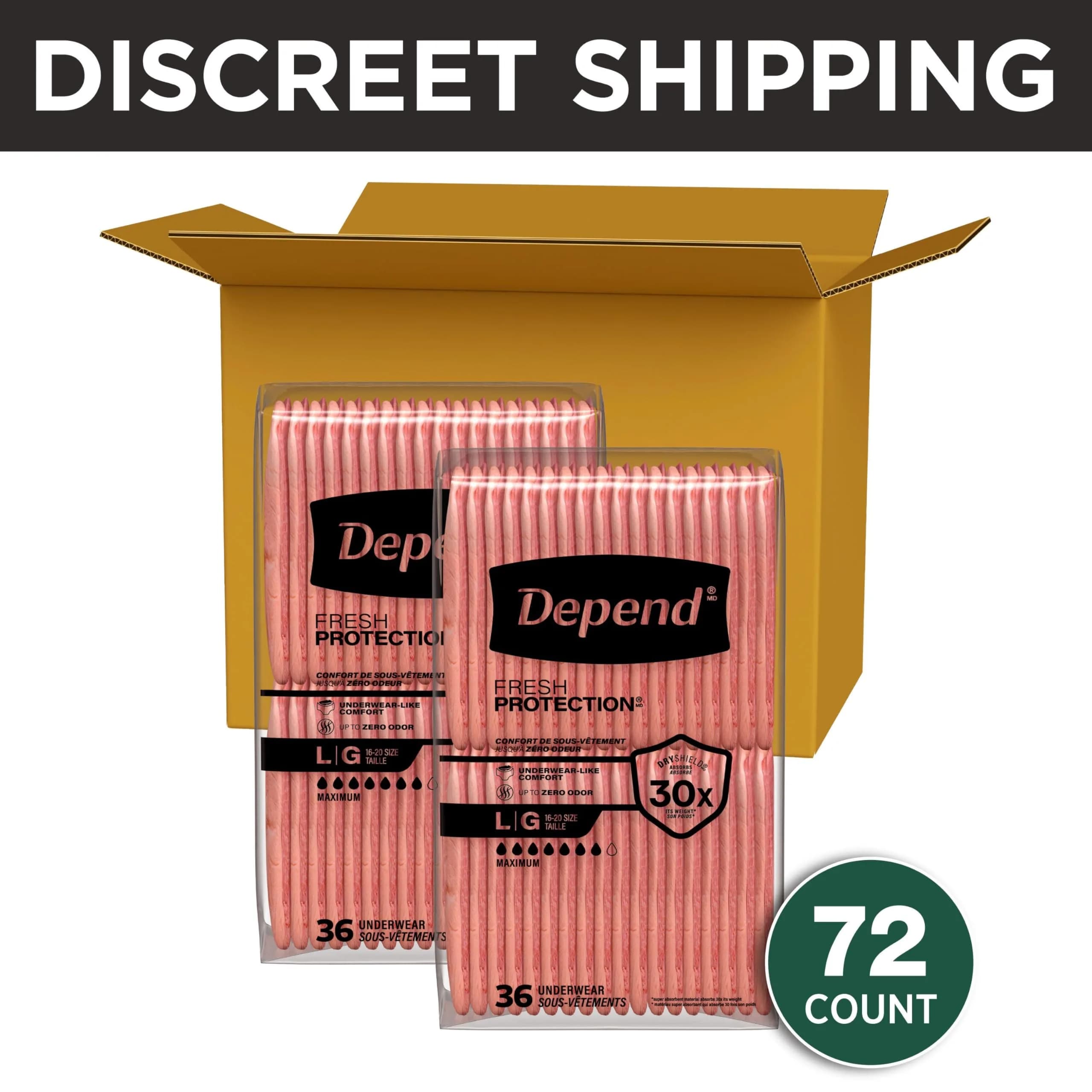 Depend Fresh Protection Adult Diapers for Women, Maximum Absorbency, Large (38-44" Waist), Blush, 72 Count | USA Imported Incontinence Underwear - view 2