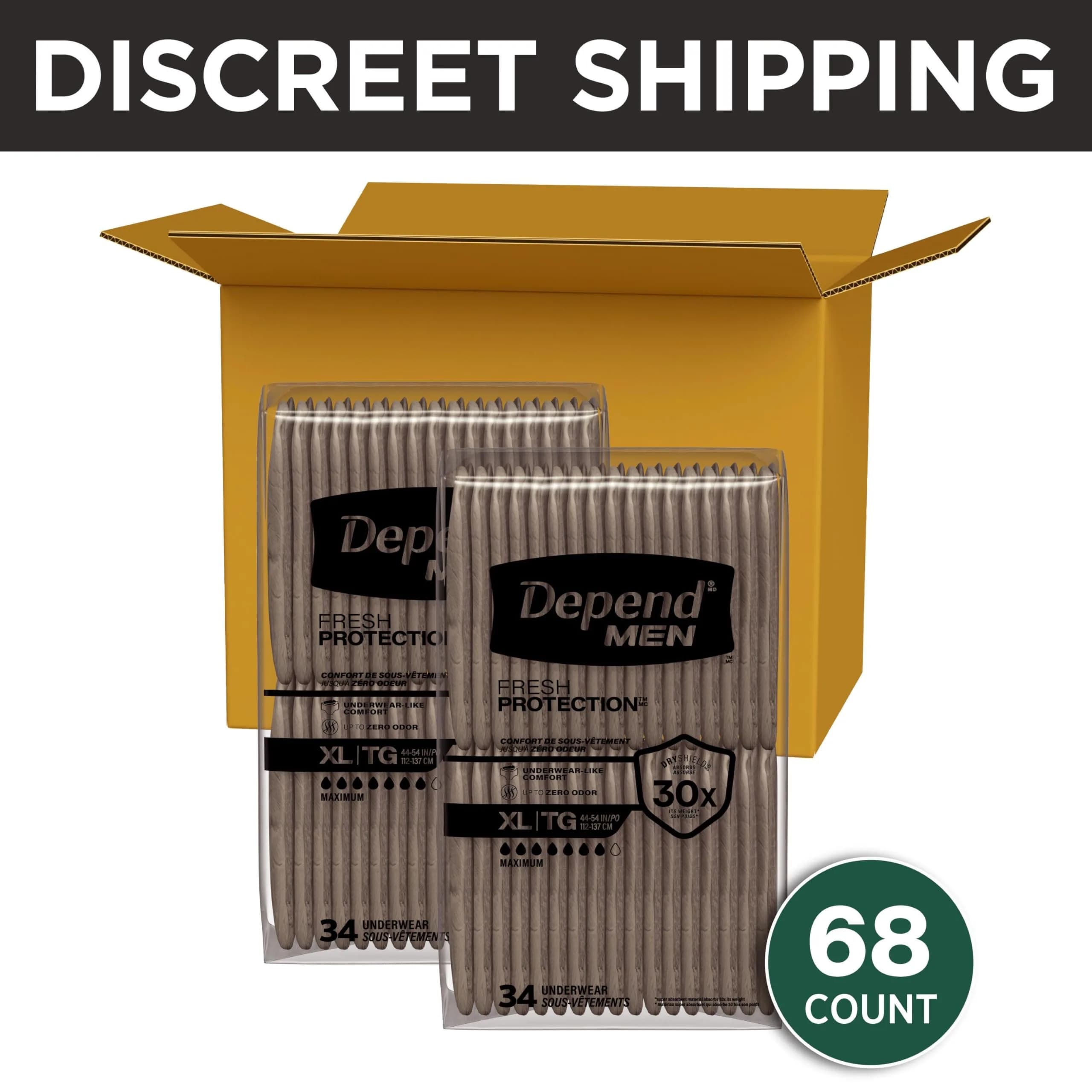 Depend Fresh Protection Adult Diapers for Men XL Grey 68 Count | USA Imported Incontinence Underwear - view 2