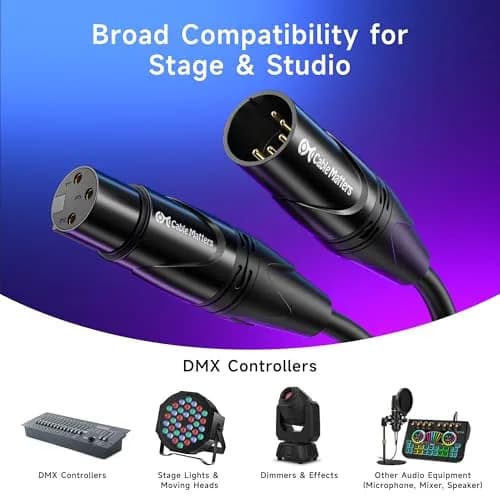 Cable Matters 2-Pack 5 Pin to 3 Pin DMX Lighting Cable, 6 Inches | Convert DMX & XLR Connectors thumbnail 6
