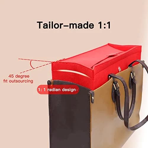 Doxo Felt Purse Organizer Insert with Cover for LV On The Go MM, Red | 35.4cm x 18.8cm x 6.5cm (13.9" x 7.4" x 2.6") thumbnail 7