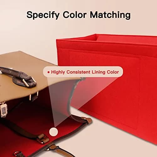 Doxo Felt Purse Organizer Insert with Cover for LV On The Go MM, Red | 35.4cm x 18.8cm x 6.5cm (13.9" x 7.4" x 2.6") thumbnail 8