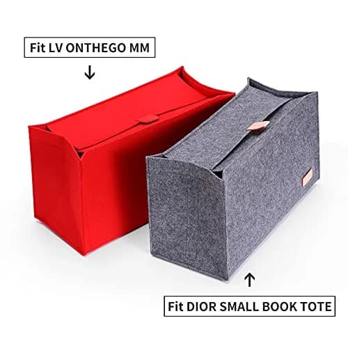 Doxo Felt Purse Organizer Insert with Cover for LV On The Go MM, Red | 35.4cm x 18.8cm x 6.5cm (13.9" x 7.4" x 2.6") thumbnail 9