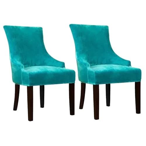 Lellen Velvet Stretch Wingback Chair Cover 18-22" Seat Length | Teal Protector for Indian Homes thumbnail 1