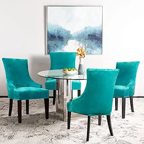 Lellen Velvet Stretch Wingback Chair Cover 18-22" Seat Length | Teal Protector for Indian Homes thumbnail 2