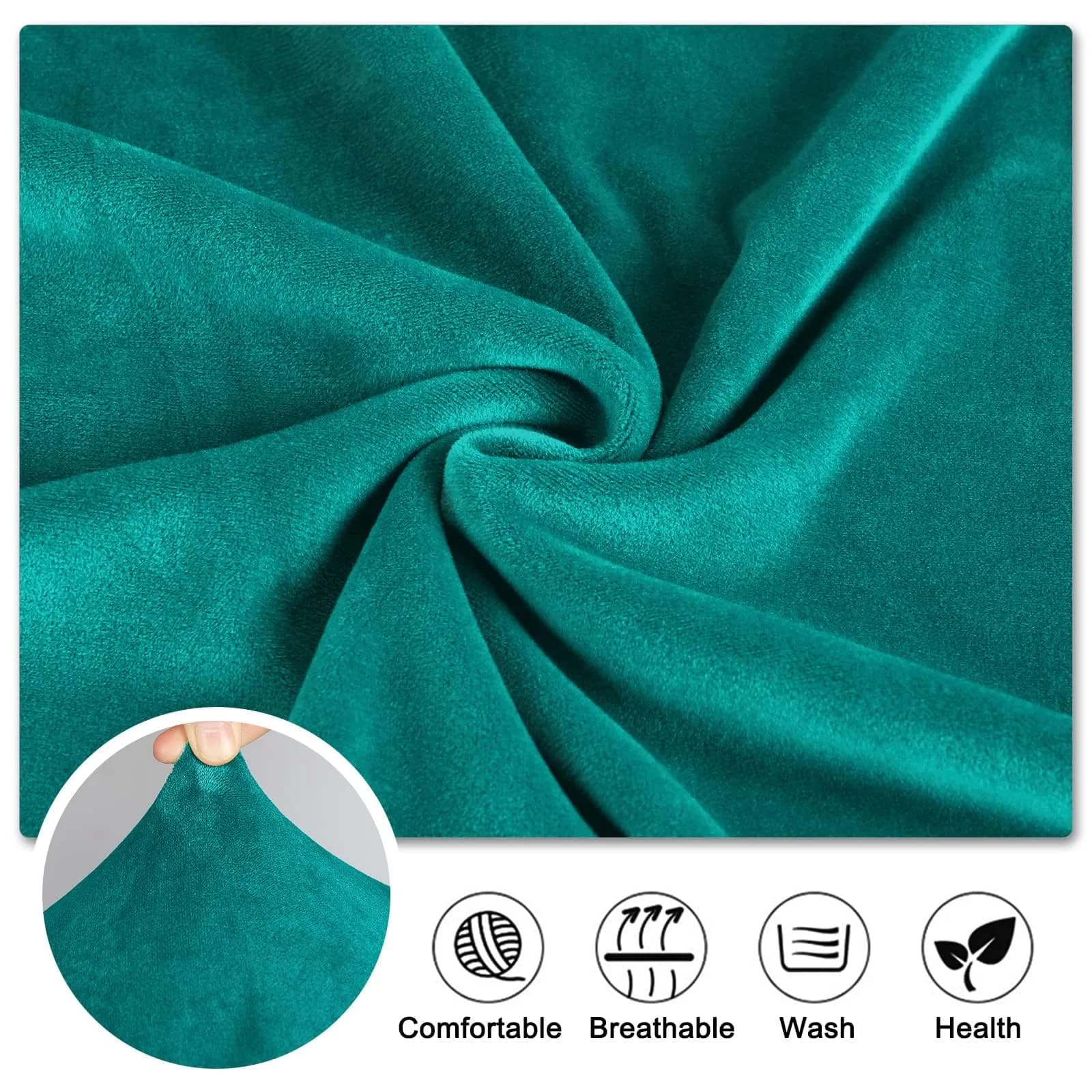 Lellen Velvet Stretch Wingback Chair Cover 18-22" Seat Length | Teal Protector for Indian Homes - view 3
