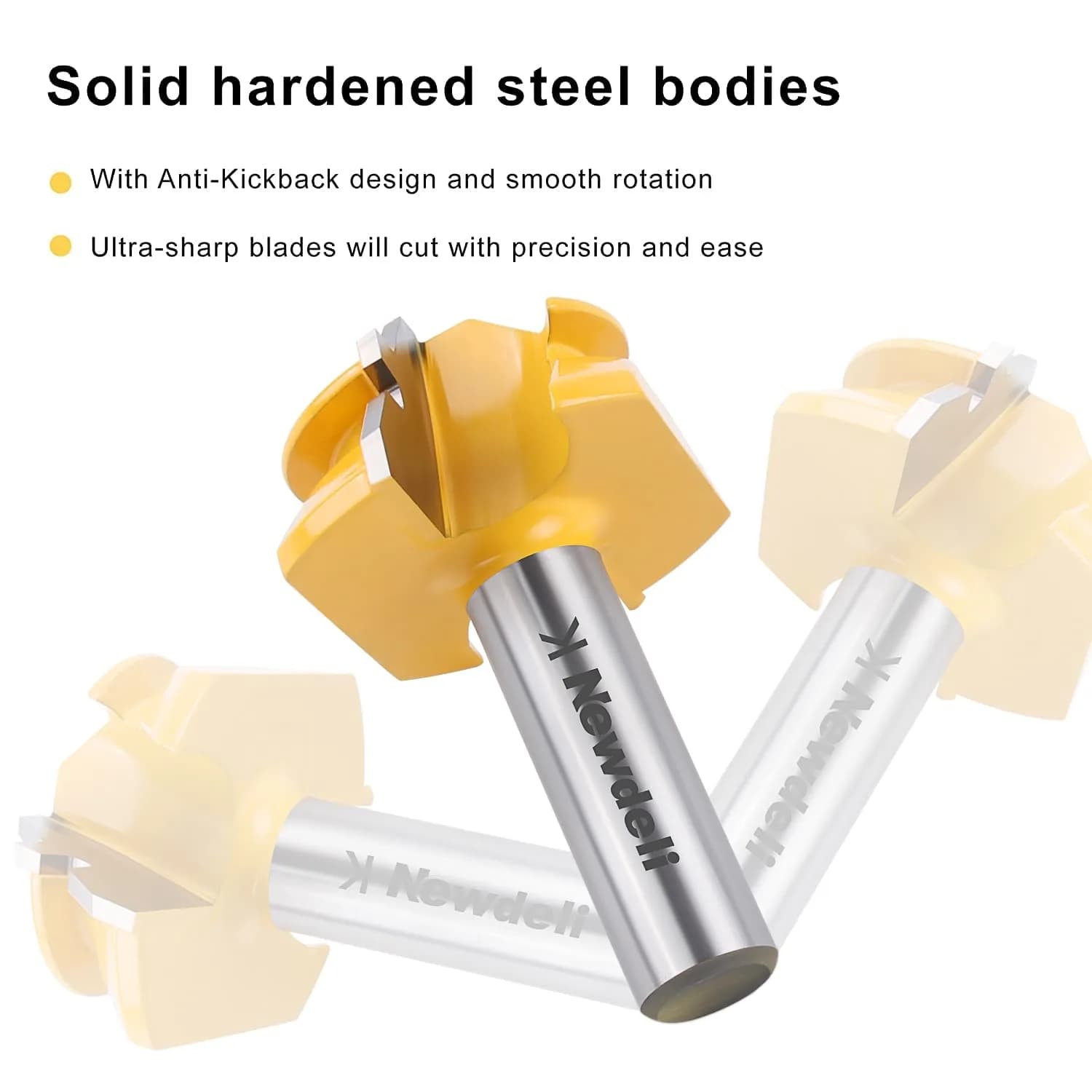 Newdeli 45 Degree Lock Miter Router Bit 1/2 Inch Shank, 3/4" Stock Joint Router Bit | Connects Boards at 90 Degrees for Woodworking - view 3