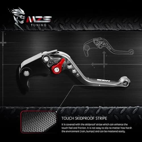 MZS Black Motorcycle Brake Clutch Levers Adjustable Short CNC Set | CNC Billet Aluminum & Stainless Steel thumbnail 6