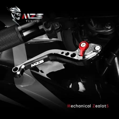 MZS Black Motorcycle Brake Clutch Levers Adjustable Short CNC Set | CNC Billet Aluminum & Stainless Steel thumbnail 2