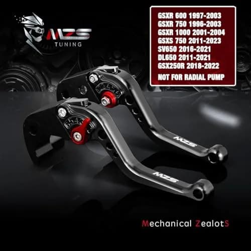 MZS Black Motorcycle Brake Clutch Levers Adjustable Short CNC Set | CNC Billet Aluminum & Stainless Steel thumbnail 3