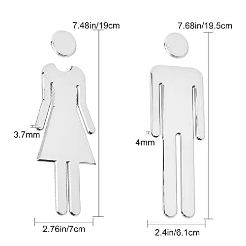 GORGECRAFT Bathroom Signs Men Women Brushed Signage 2 Pack | Self Adhesive Plastic Door Identification (Silver) thumbnail 2