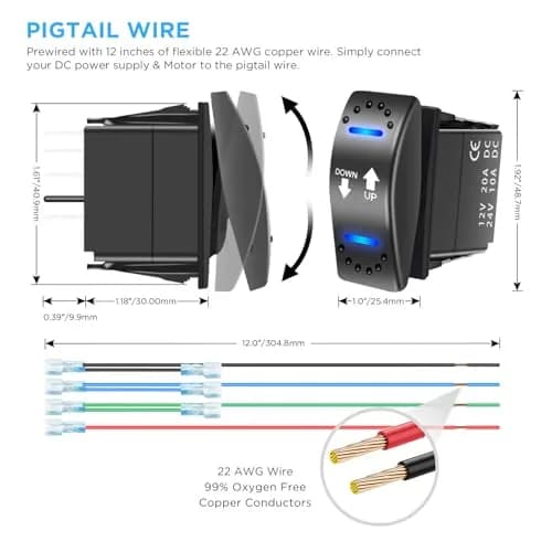 RECOIL Heavy Duty DPDT 12V DC Motor Polarity Reversing Rocker Switch | Auto & Powersports Control thumbnail 2