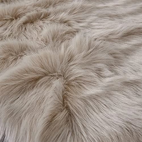 Arbosofe Faux Fur Rug, 2 x 6 Feet | Beige Fluffy Sheepskin for Bedroom & Living Room thumbnail 5