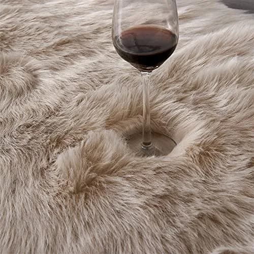 Arbosofe Faux Fur Rug, 2 x 6 Feet | Beige Fluffy Sheepskin for Bedroom & Living Room thumbnail 6