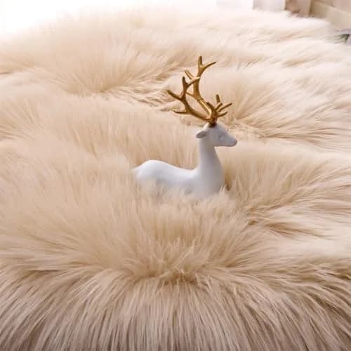 Arbosofe Faux Fur Rug, 2 x 6 Feet | Beige Fluffy Sheepskin for Bedroom & Living Room thumbnail 7