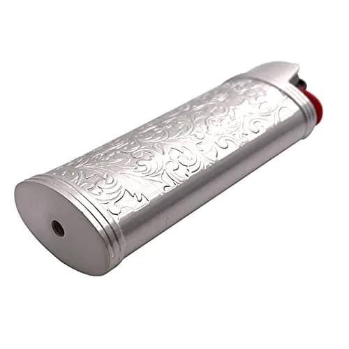 Lucklybestseller Metal Lighter Case Cover Holder Vintage Floral Stamped for BIC Full Size Lighter J6 (White Gold) | Protective Case thumbnail 4
