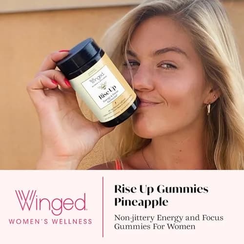 Winged Wellness Rise Up, Energy & Focus Gummies for Women, 60 Gummies | Vegan, Gluten-Free Pineapple Flavor thumbnail 2
