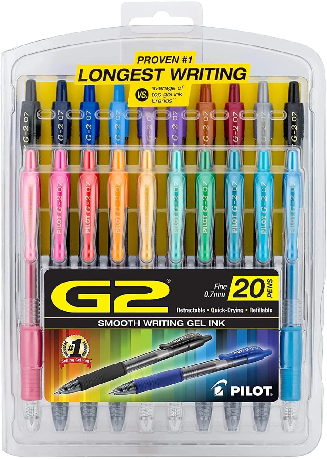 Pilot G2 Premium Gel Pens 0.7mm | Assorted Colors, Refillable, Long-Lasting