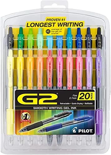 PILOT G2 Premium Gel Ink Pens 20 Count | Fine Point 0.7mm Assorted Inks for Precise Writing thumbnail 1