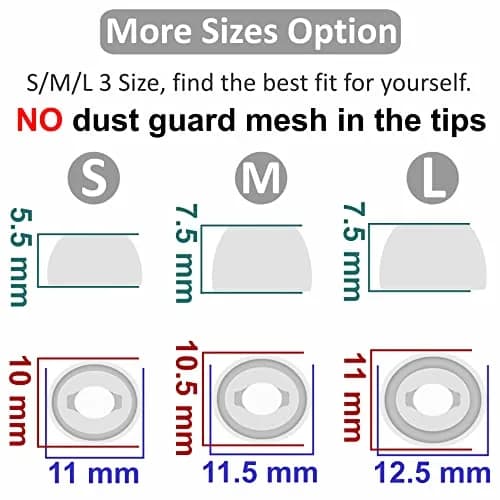 IiEXCEL Replacement Eartips for Samsung Galaxy Buds Pro - 6 Pairs, S/M/L Sizes, Phantom Silver thumbnail 3