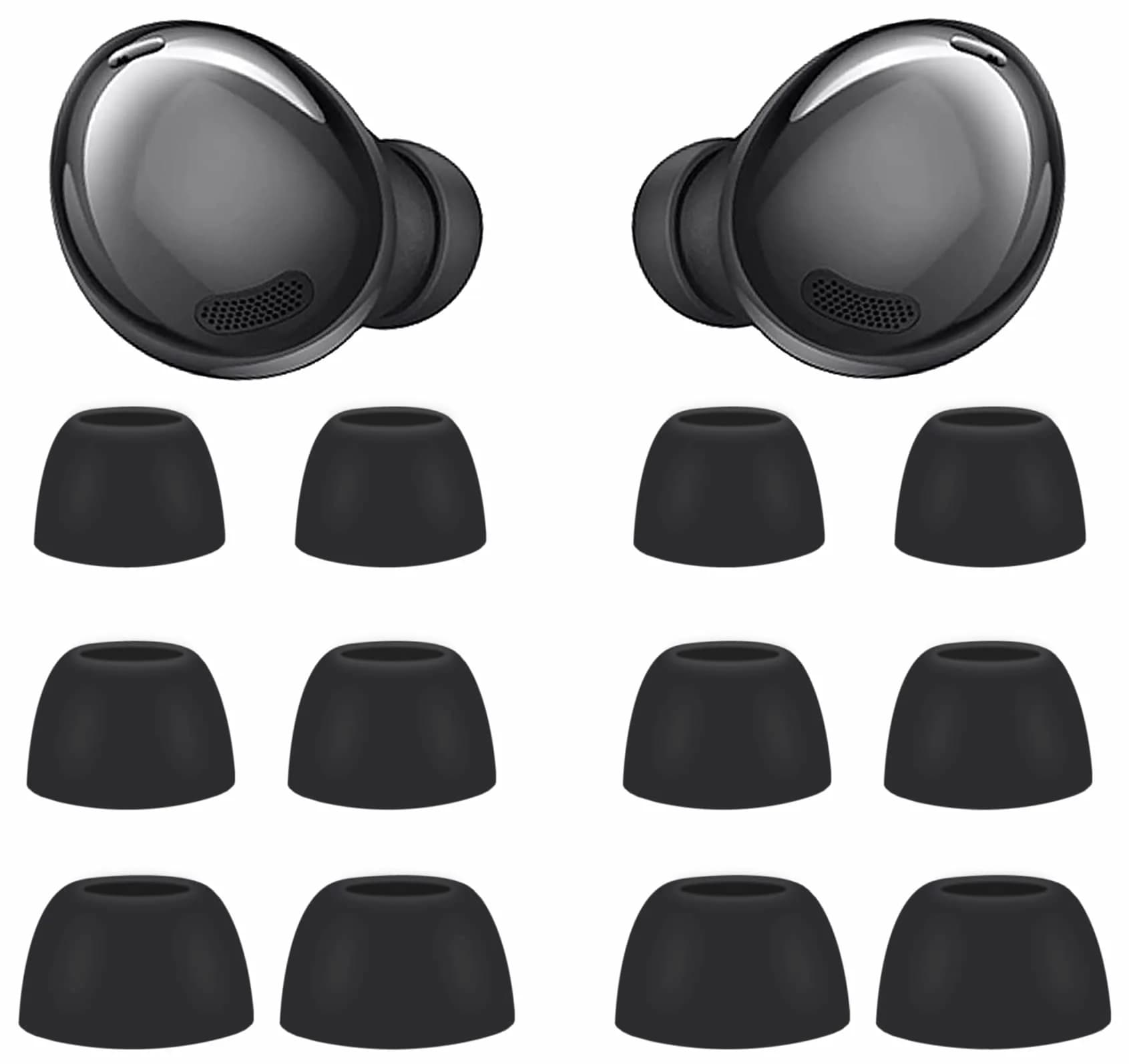 IiEXCEL Replacement Eartips for Samsung Galaxy Buds Pro - 6 Pairs, S/M/L Sizes, Phantom Black | Silicone Earbuds for Enhanced Fit and Sound - main product image