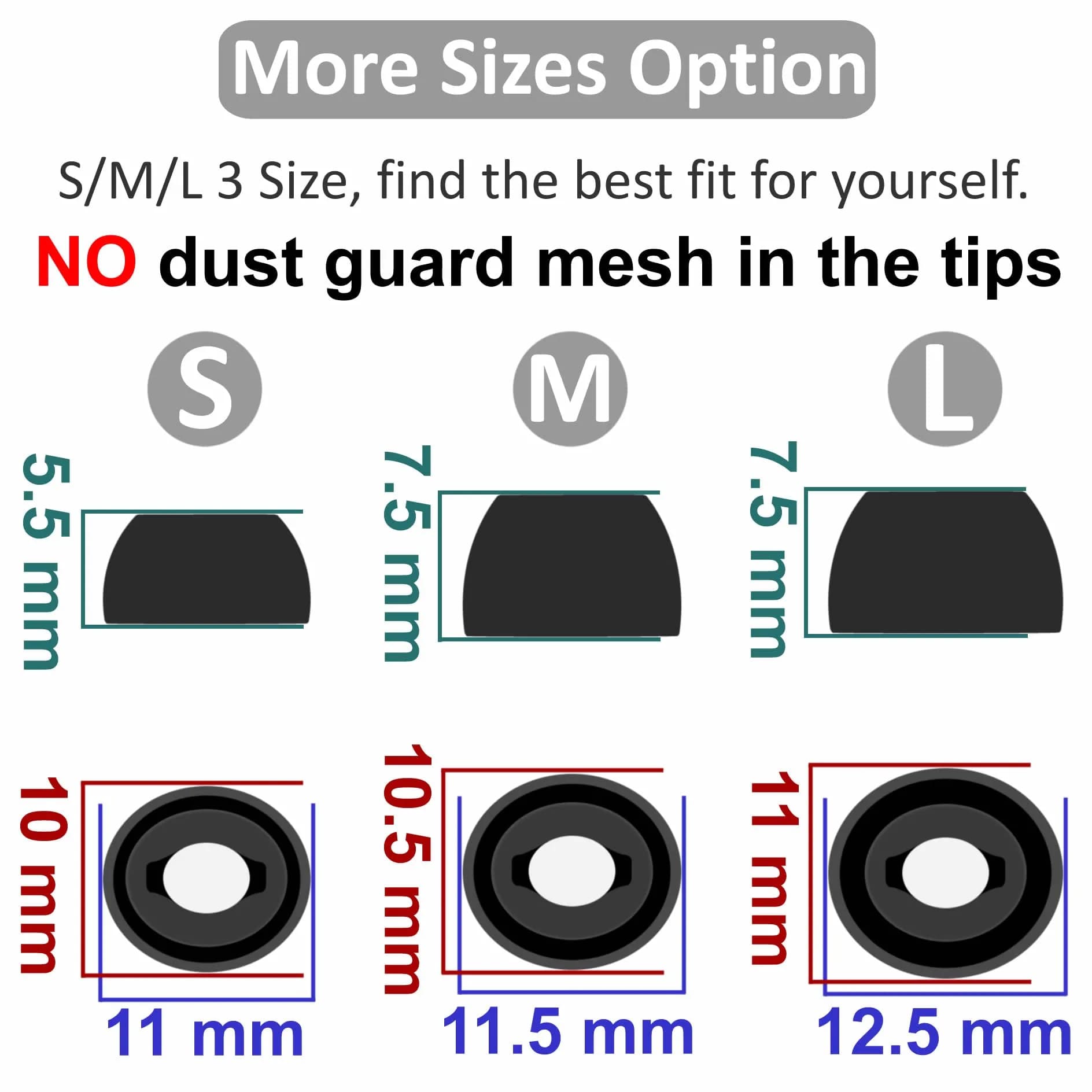IiEXCEL Replacement Eartips for Samsung Galaxy Buds Pro - 6 Pairs, S/M/L Sizes, Phantom Black | Silicone Earbuds for Enhanced Fit and Sound - view 3