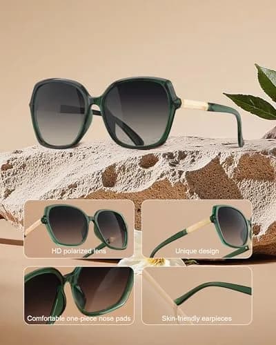 KALIYADI Polarized Sunglasses Womens Oversized Square UV400 Protection 58mm thumbnail 4