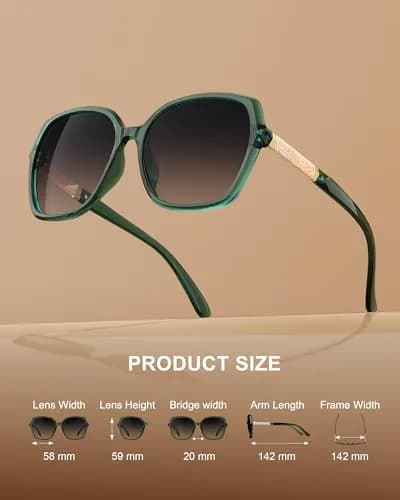 KALIYADI Polarized Sunglasses Womens Oversized Square UV400 Protection 58mm thumbnail 6