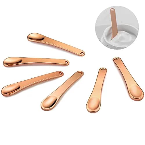 Tekson Metal Cosmetic Spatula 6 Pieces | Reusable Rose Gold Beauty Scoop for Skincare thumbnail 1