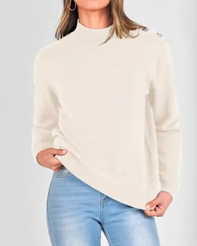 KIRUNDO Fall Sweater for Women Striped Turtleneck | Cozy, Trendy & Soft Knit (M) thumbnail 4