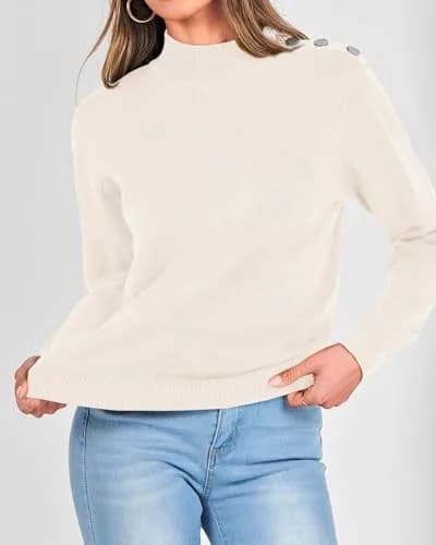 KIRUNDO Fall Sweater for Women Striped Turtleneck | Cozy, Trendy & Soft Knit (M) thumbnail 5