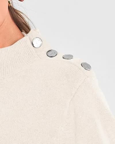 KIRUNDO Fall Sweater for Women Striped Turtleneck | Cozy, Trendy & Soft Knit (M) thumbnail 6