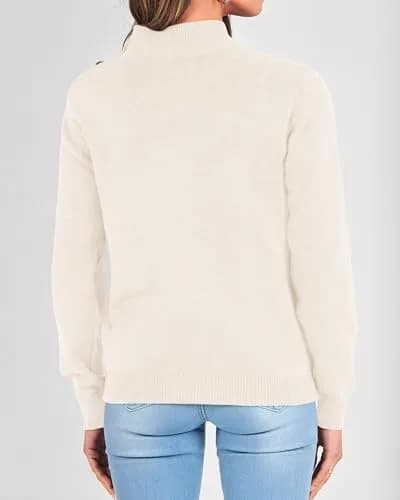 KIRUNDO Fall Sweater for Women Striped Turtleneck | Cozy, Trendy & Soft Knit (M) thumbnail 2