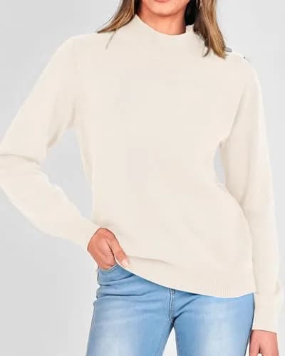 KIRUNDO Fall Sweater for Women Striped Turtleneck | Cozy, Trendy & Soft Knit (M) thumbnail 3