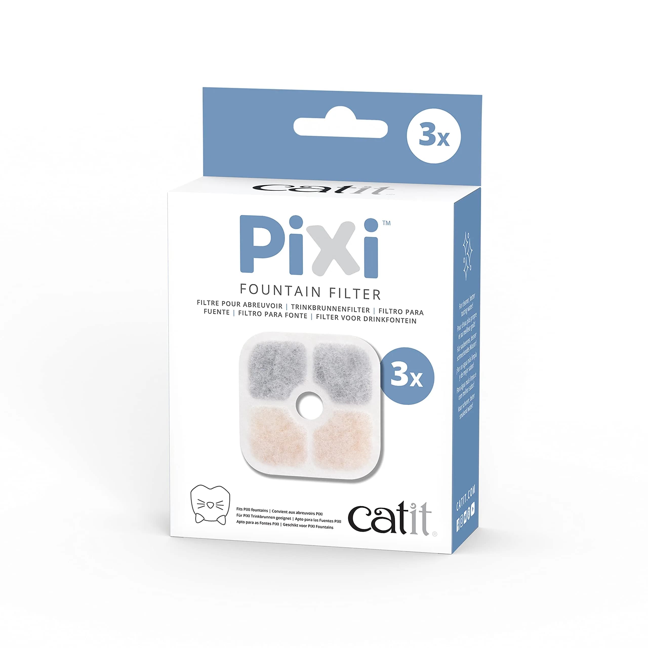 Catit PIXI Cat Drinking Fountain Original Filter 6-Pack | Certified Water Purifier for Cats in India — 3-Pack