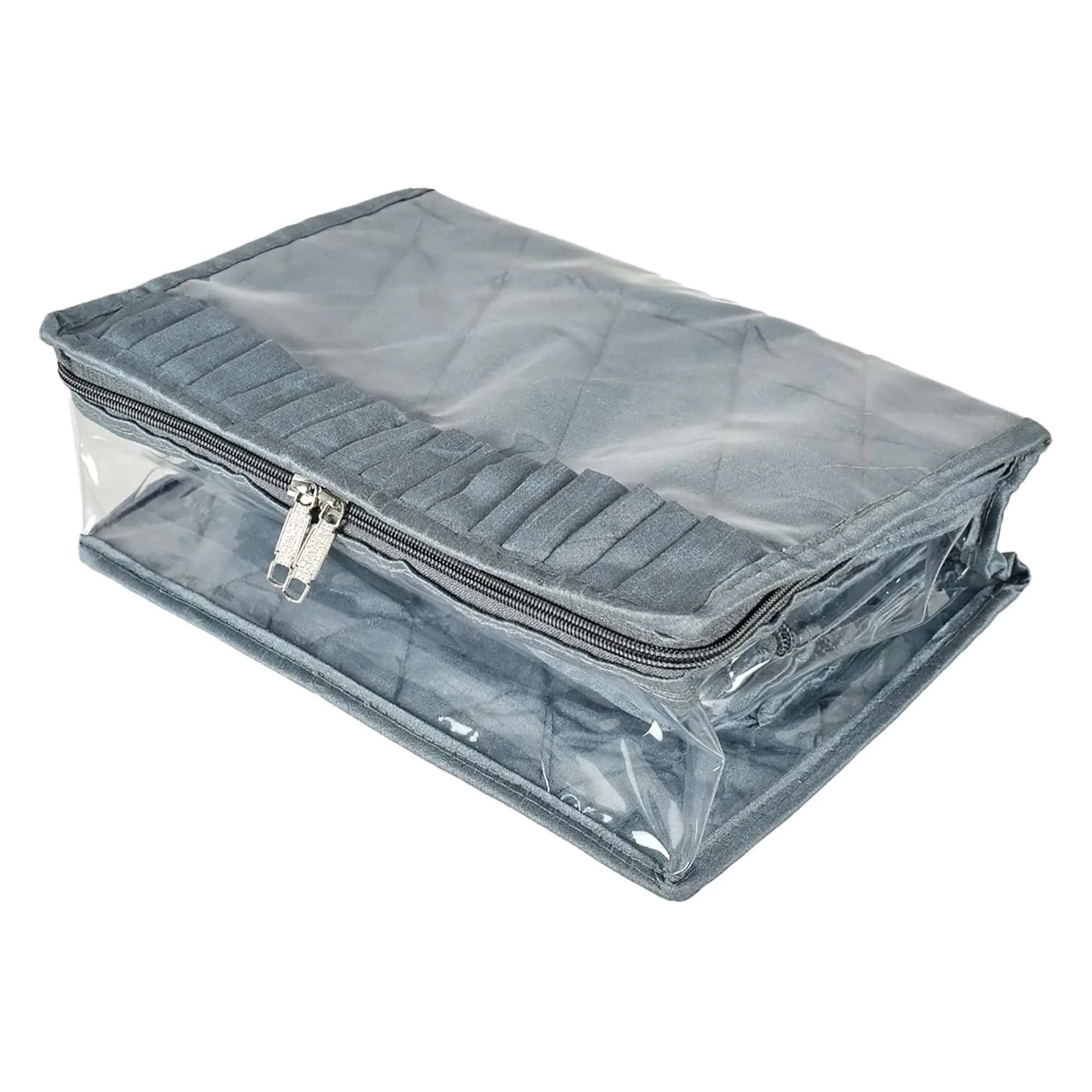 Kuber Industries Grey Laminated PVC Travel Jewelry Organizer | 30cm x 20cm x 11cm (13 Pouches) - main product image