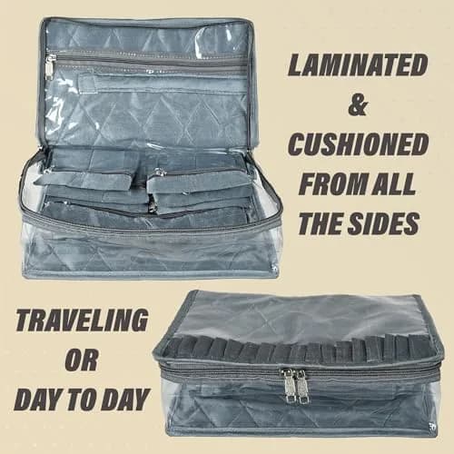 Kuber Industries Grey Laminated PVC Travel Jewelry Organizer | 30cm x 20cm x 11cm (13 Pouches) thumbnail 5